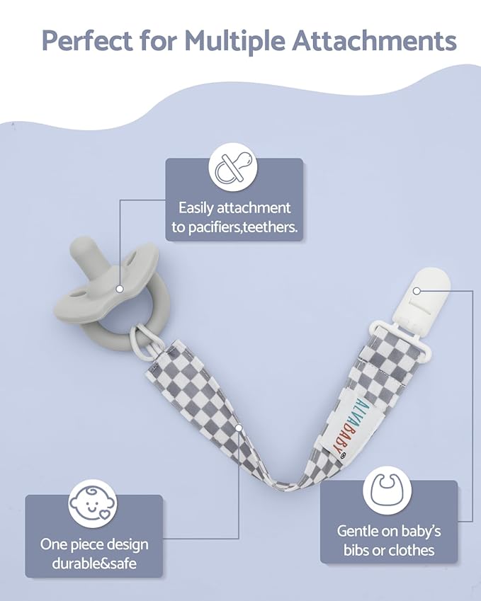 ALVABABY Baby Pacifier Clips for Boys Girls Paci Holder Leash Paci Clip Binky Holder for Teether Soothie 8 Pack 8DP16-DA