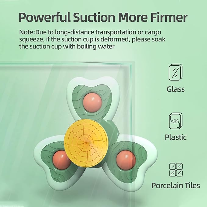 Baby Suction Cup Spinning Tops Toy, Suction Spinner Toys for Babies, Window Suction Toys for Baby High Chair Tray Bath Table Airplane Travel, Sensory Toys & Best Gift for Toddlers 1-3(Group B)
