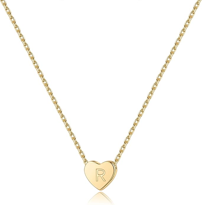 M MOOHAM Heart Initial Necklace Gifts for Girls Women - S925 Sterling Silver Tiny Letter Necklace Birthday Gift for Kids Teen Girl Jewelry