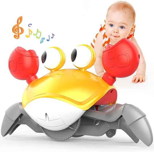 Yeaye Crawling Crab Baby Toys Infant - Tummy Time Toy Gifts for 3 4 5 6 7 8 9 10 11 12 Boy Girl with Learning Crawl System Music for 0-6 6-12 12-18 36 Months Walking Toddler Birthday Gift(Orange)