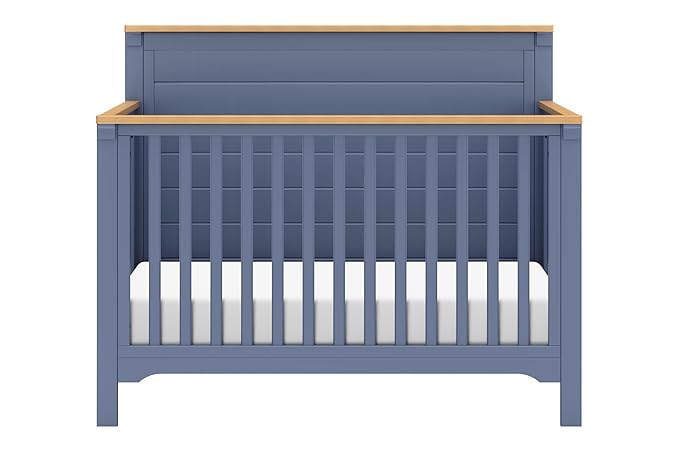 DaVinci Shea 4-in-1 Convertible Crib in Cove Blue and Honey, GREENGUARD Gold Certified