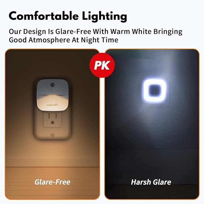LED Night Light, Night Lights Plug into Wall with Smart Dusk to Dawn Sensor, Automatically Turn on and Off,Night Light for Kids,Bedroom,Bathroom,Stairs,Warm White, 4 Packs
