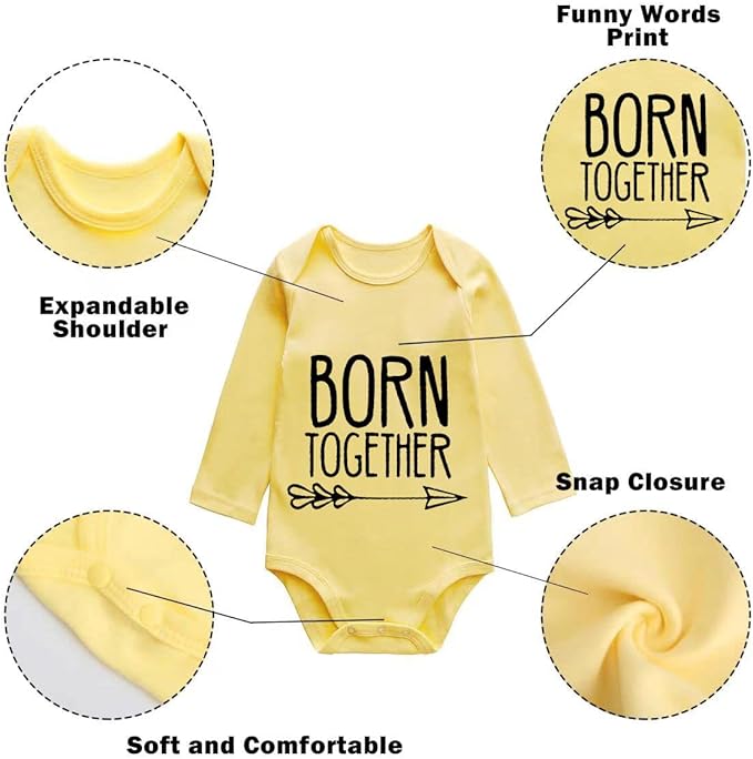 YSCULBUTOL Baby Twins Bodysuits Best Friends Forever Baby Clothes Set with Bibs Girl Outfit with hat