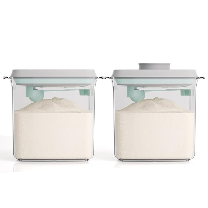 Formula Container to Go - 2 Pack 1700ml Pop Top Milk Powder Container, BPA-Free Airtight Formula Dispenser with Scoop and Scraper, 21OZ, 1.32LB, 600g, Clear