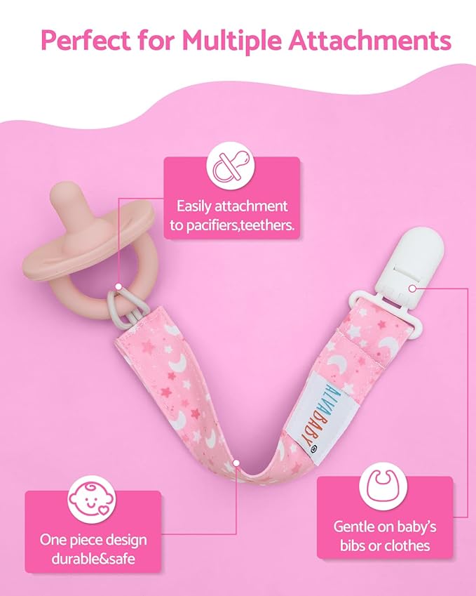 ALVABABY Pacifier Clips 8 Pack Binky Paci Clip Holder Leashes for Newborn Baby Boys Girls 8DP23A