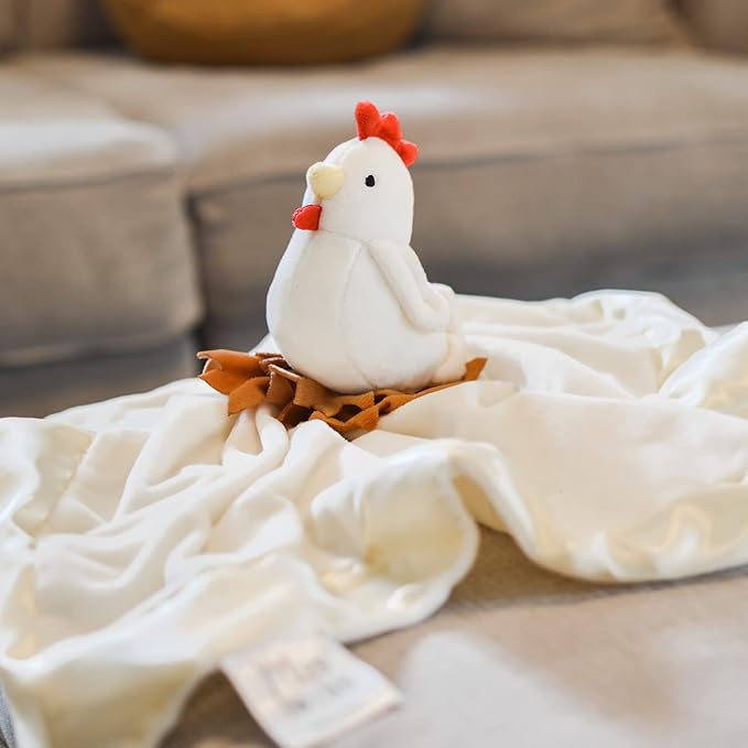 Chicken Lovey Blanket for Baby | Large 20" x 20" Baby Lovey for Girls or Boys | Cute Chicken Security Blanket for Babies and Toddlers