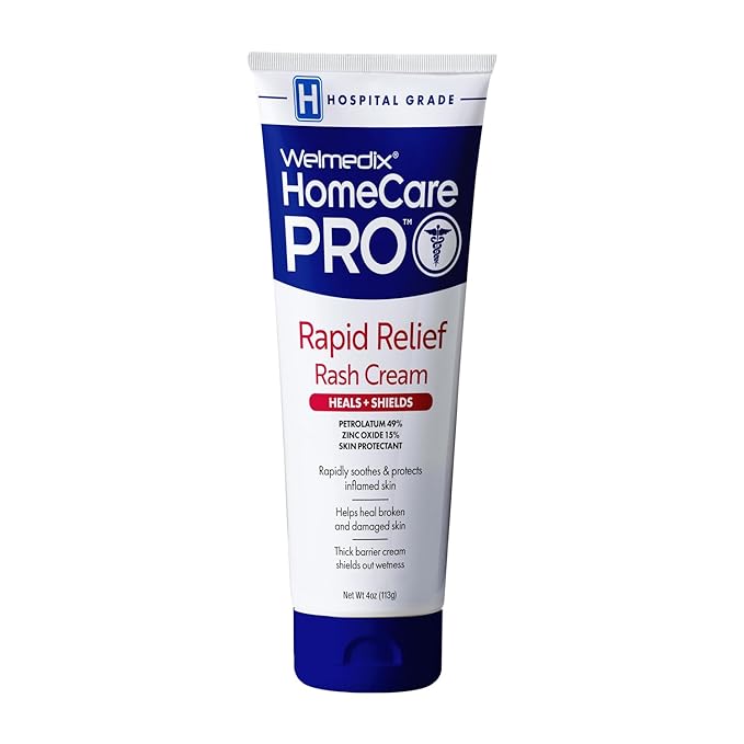 HomeCare PRO Rapid Relief Adult Diaper Rash Cream – Extra Thick, Moisturizing Barrier Cream for Incontinence and Healing/Zinc Oxide (4oz Tube)