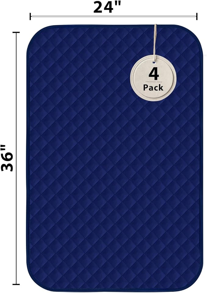 Bed Pads Washable Waterproof 24x36 Inch (4 Pack), Washable Bed Pads for Incontinence, Bed Wetting, and Pet Protection, Navy Blue – Ideal for Elderly, Adults, Kids and Pets