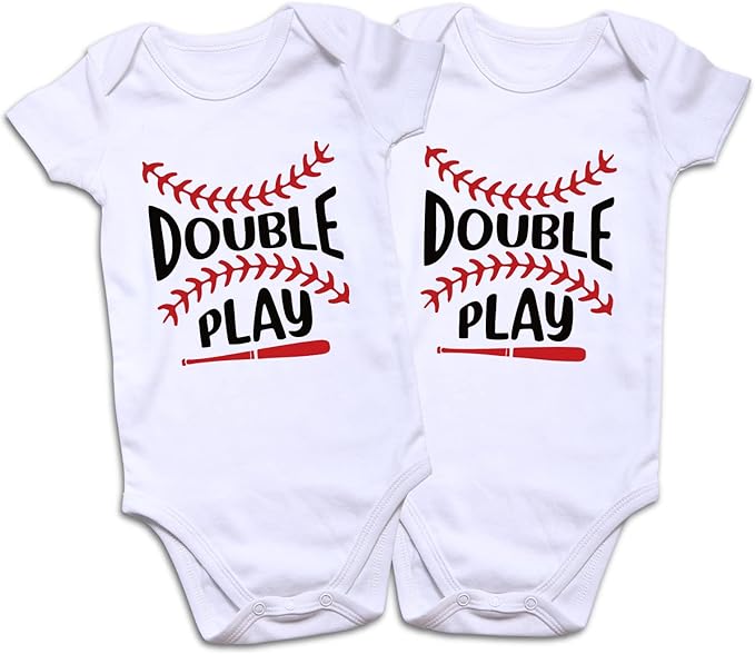 DEFAHN Funny Twins Baby Bodysuits Boys Girls Rompers 2 Pack Twin Matching Clothes Outfits for Newborn Infant