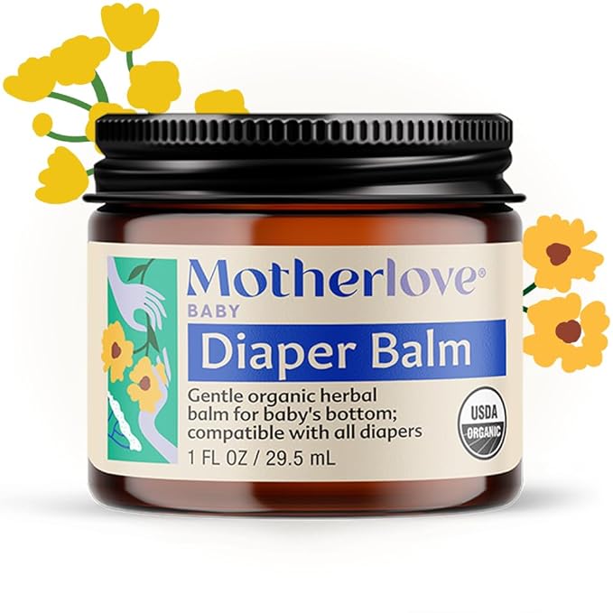 Motherlove Diaper Balm (1 oz) Organic Herbal Diaper Rash Cream—Cloth Safe, Zinc Oxide- Petroleum-Free—Ideal diaper Bag Size