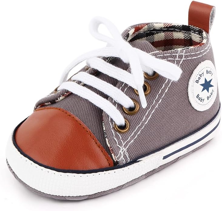 Unisex Baby Boys Girls Shoes, Newborn Infant Non-Slip Canvas Denim High Top Sneakers, Toddler First Walkers Shoes