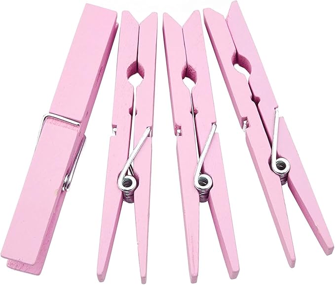 Juvale Wooden Clothespins for Classroom Decor - 100 Pack, Pink, Modern - Laundry Clips, Photo Clips & Craft Clothespins