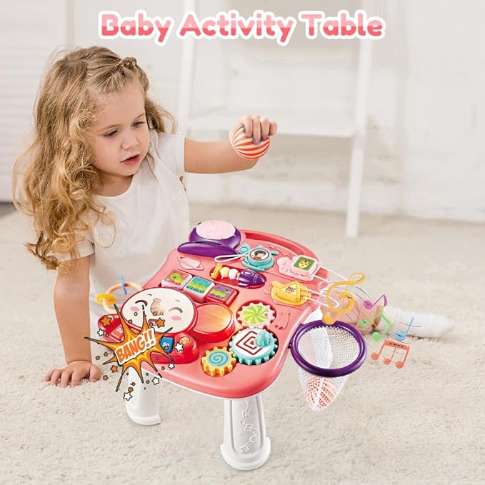 Baby Walker 5 in 1,VATOS Sit-to-Stand Learning Walker,Assemble as Scooter/Balance Bike/Push Walker/Activity Table/Detachable Panel,Push Walkers Toys with Music for Toddlers Infant Boys Girls