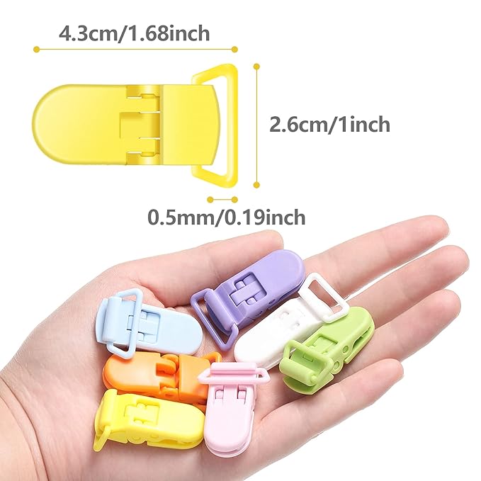 60 Pieces Pacifier Clips Holders Plastic Suspender Clips for Pacifiers for DIY Teething Toys Baby Blankets Bib,12 Colors