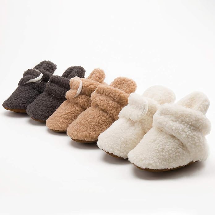 Sawimlgy Newborn Infant Baby Girl Boy Cotton Booties Stay On Sock Slippers Soft Bedroom Shoes Non-Skid Ankle Boots With Grippers Toddler Crib Warm Shoe First Walker Birthday Shower