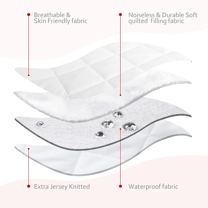 Crib Mattress Protector Waterproof 2 Pack, Quilted Crib Mattress Pad Cover 52" x 28" Extra Soft Breathable Toddler Bed Cover Stretch Up to 8", White