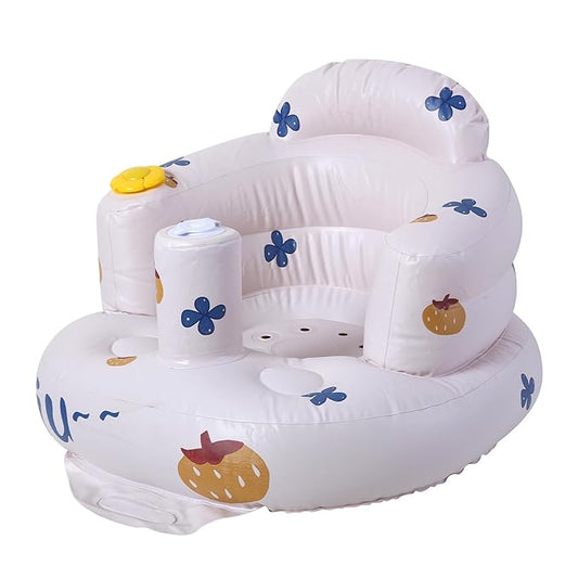 C‌oolcandy Inflatable Baby Seat for 3-36 Months, Toddler Baby Chair Built-in Air Pump, Supportive Sit-Up Chair, Portable & Load-Capable, Ideal for Learning sit, Feeding & Entertaining