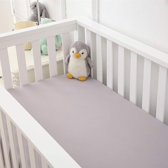 Belsden 3 Pack Microfiber Durable Crib Sheets Fitted, Silky Soft Smooth Breathable Baby Sheets Set for Boys Girls, 28''x 52'' Fits Standard Crib and Toddler Mattresses, White + Gray + Lt Gray
