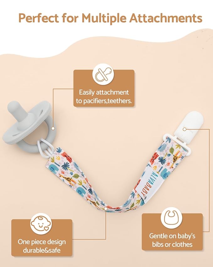 ALVABABY Neutral Pacifier Clips 8 Packs Binky Paci Clip Holder Leashes for Baby Boys Girls Fits Baby Teethers Toys 8DP13