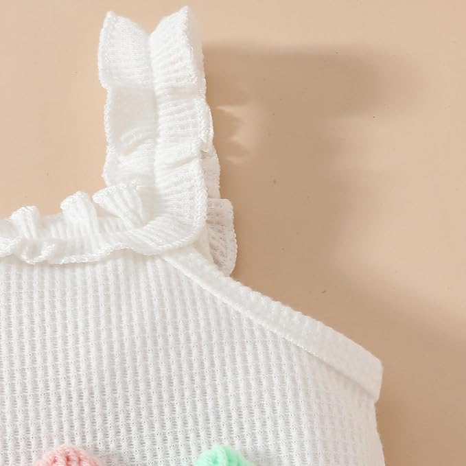 Kaipiclos Cherry Baby Outfit Newborn Infant Girl Clothes Rib Knit Romper & Shorts Waffled Baby Clothes for Girls 0 3 6 12 18M