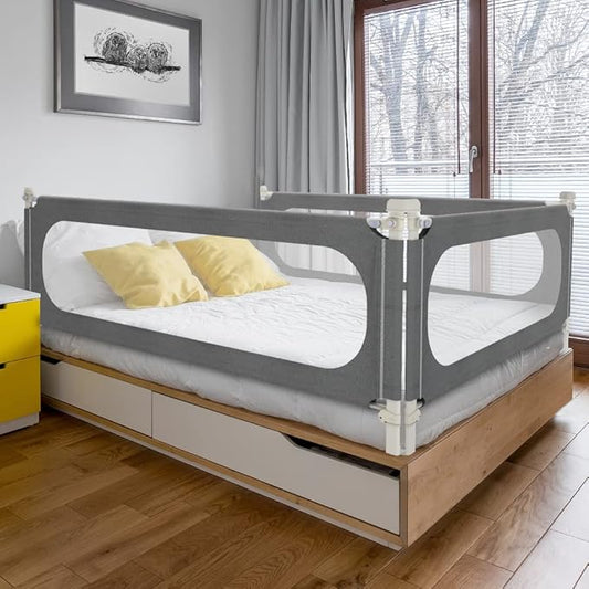 MagicFox Bed Rails for Toddlers, Extra Tall 32 Levels of Height Adjustment Specially Designed for Twin, Full, Queen, King Size - Safety Bed Guard Rails for Kids (Grey, 1 Side:54"(L) ×27"(H))