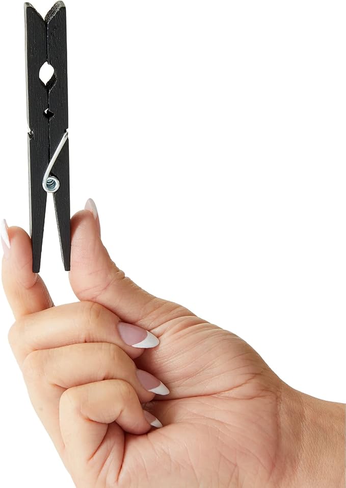 Juvale 100 Pack Wooden Clothespins for Hanging Laundry, Crafts, Photos (Black, 4 in Clothes Pins Wooden)