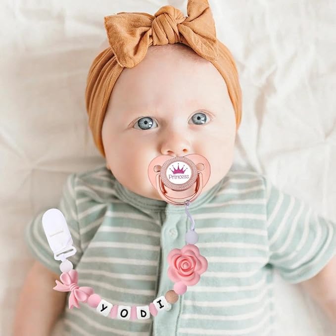 Personalize Name Pacifier Clips,Custom Baby Pacifier Holder Leash with Silicone Beads,Newborn Gift for Boy or Girl