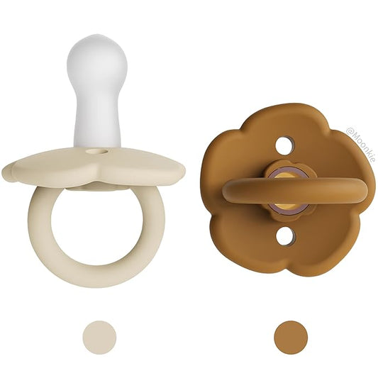 Moonkie Pacifiers Set of 2 | One-Piece Design Baby Pacifier with Large Air Holes | BPA-Free Silicone | Safe for Babies 6 Months+