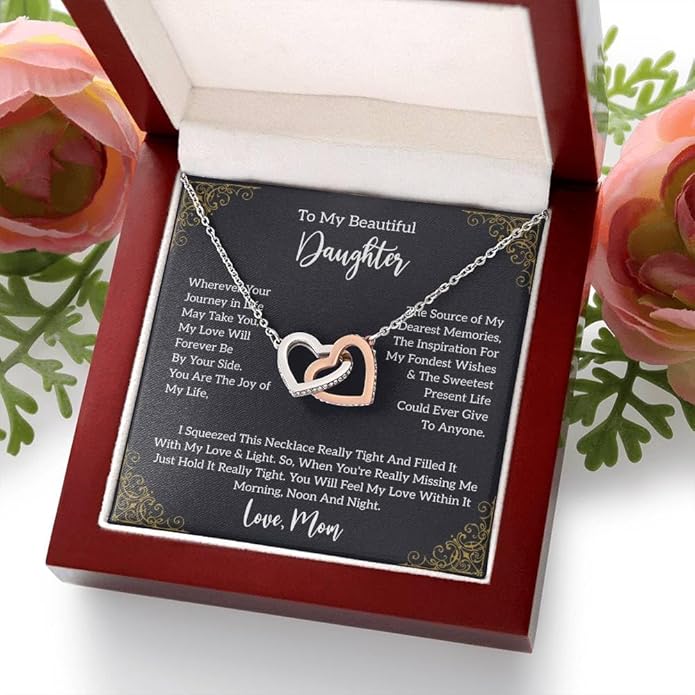 To My Daughter Gift Necklace From Dad or Mom - Badass Daughter Jewelry With Heartfelt Message & Elegant Box