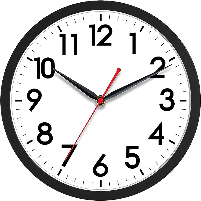 AKCISOT 14 Inch Wall Clock Silent Non-Ticking Modern Wall Clocks Battery Operated - Analog Classic Clock for Office, Home, Bathroom, Kitchen, Bedroom, School, Living Room(Black)