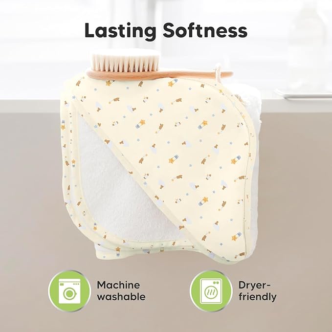 KeaBabies Hooded Baby Towel for Newborn - Viscose Derived from Bamboo Large Baby Bath Towels with Hood for Boys, Girls, Toddler, Extra Absorbent & Soft Newborn Bath Essentials (Dreamers)