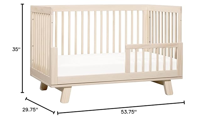 Babyletto Hudson 3-in-1 Convertible Baby Crib - GREENGUARD Gold Certified - Convertible Crib to Toddler Bed and Daybed - Baby Bed with 4 Adjustable Heights - Wooden Crib - Washed Natural