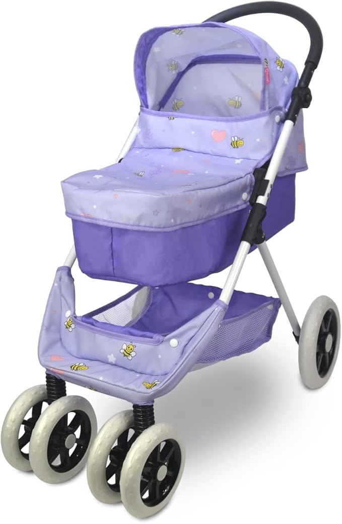 Anivia Dolls Pram, Doll Pushchair, 2 in 1 Stroller Dolls Pushchair Pram Toys Gift for Kids, Suitable Dolls Up to 18 inch