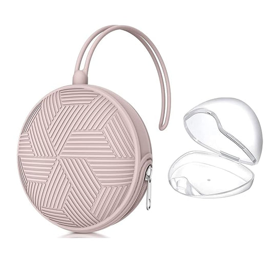 Smlpuame Pacifier Holder Case,Mothers Day Gifts for Mom BPA Free Portable Silicone Baby Pacifier Cover Pouch for Diaper Bag Stroller,Travel Outdoor Activities,Easy to Clean(Pink)