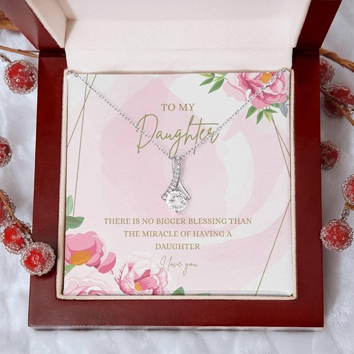 To My Daughter Gift Necklace From Dad or Mom - Badass Daughter Jewelry With Heartfelt Message & Elegant Box
