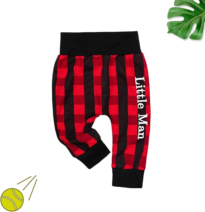 Fommy Newborn Baby Boy Clothes Plaid Letter Print Long Sleeve Hoodies + Long Pants 2PCS Fall Winter Outfits Set