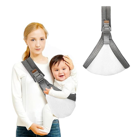 Sling Baby Carrier,Baby Carrier Newborn to Toddler,Adjustable and Lightweight Toddler Carrier(10-30lbs),Baby Sling with Safety Buckle(Mesh,Grey)