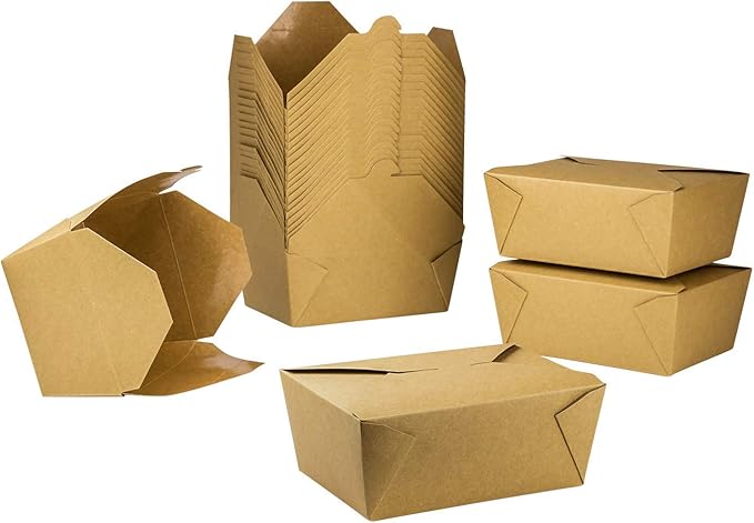 Karat Paper To Go Boxes [110 oz - 160 ct] Leak-Resistant, Microwavable, Heavy-Duty Take Out Boxes | Grease Resistant & Stackable | #4 Kraft Brown