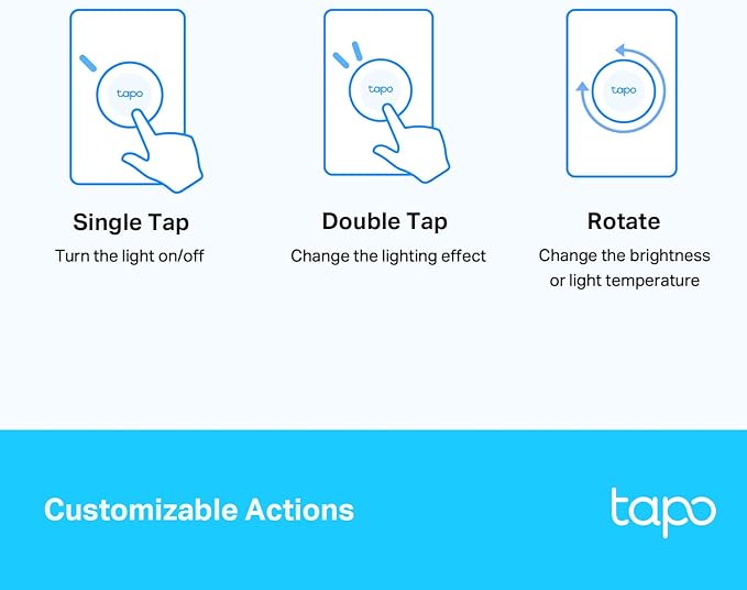 Tapo TP-Link Smart Button | Wireless Remote Dimmer Switch | 3-Way Control | Tap & Rotate HUB Required | 1+ Year Battery Life