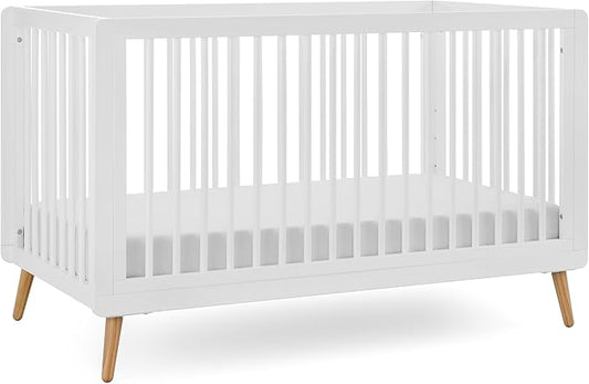 Tatum 3-in-1 Convertible Crib, White Finish, Solid Wood, Adjustable Mattress Height, Converts to Toddler Bed & Daybed, Fits Standard Full-Size Crib Mattress