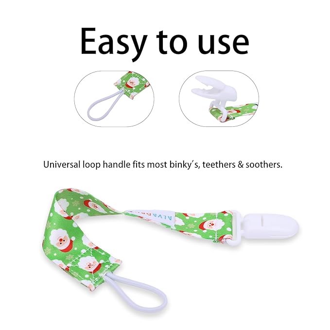 ALVABABY Pacifier Clip 8 Pack Binky Paci Clip Holder Leashes for Newborn Baby Boys Girls Christmas 8DBP04-DA