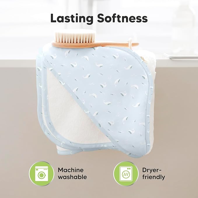 KeaBabies Hooded Baby Towel for Newborn - Viscose Derived from Bamboo Large Baby Bath Towels with Hood for Boys, Girls, Toddler, Extra Absorbent & Soft Newborn Bath Essentials (Beach Day)