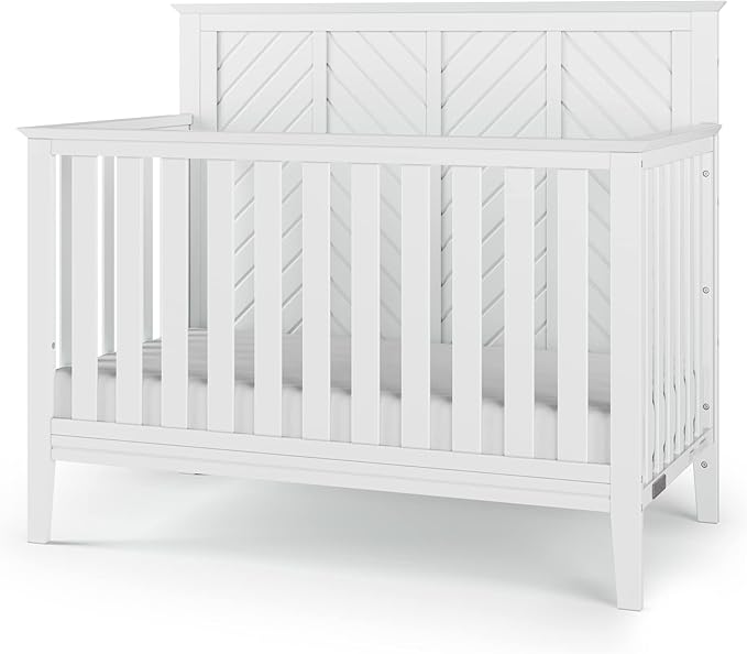 Child Craft Atwood 4-in-1 Convertible Crib, Baby Crib Converts to Day Bed, Toddler Bed and Full Size Bed, 3 Adjustable Mattress Positions, Non-Toxic, Baby Safe Finish (Matte White)