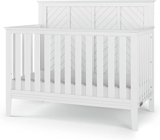 Child Craft Atwood 4-in-1 Convertible Crib, Baby Crib Converts to Day Bed, Toddler Bed and Full Size Bed, 3 Adjustable Mattress Positions, Non-Toxic, Baby Safe Finish (Matte White)