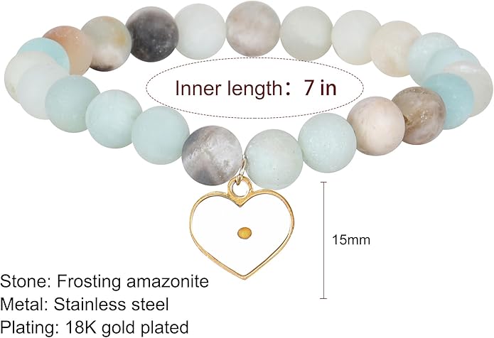 Miscarriage Gift Heart Charm Stretch Bracelet Crystals and Healing Stones Bracelet for Mother Father