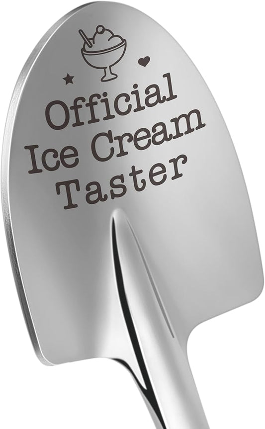 Funny Ice Cream Spoons Gift for Ice Cream Lovers, Engraved Spoon Official Ice Cream Taster, Unique Christmas Stocking Stuffers Presents for Women Friends Husband Wife Couples for Valentines