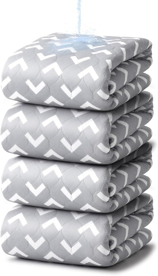 Non-Slip Bed Pads for Incontinence Washable (34" x 36"|4 Pack), Waterproof Bed Pads, Bed Wetting Pads for Bed, Sofa, Floor, Resuable Underpads for Adults, Seniors, Pet