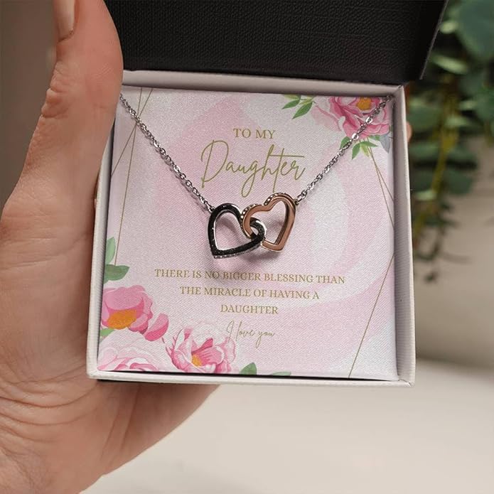 To My Daughter Gift Necklace From Dad or Mom - Badass Daughter Jewelry With Heartfelt Message & Elegant Box