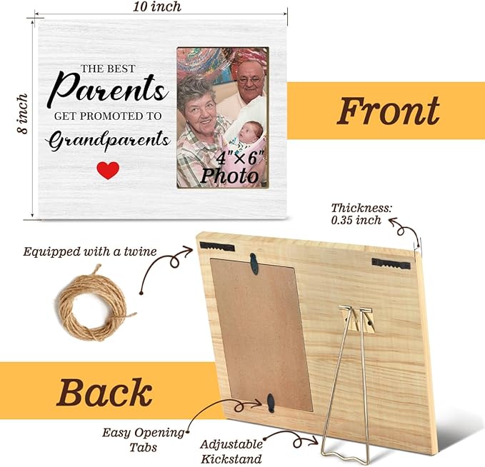 JioJio Chan First Time Grandparents Picture Frames - 4 x 6 Photo - New Grandparents Gifts The Best Parents Get Promoted For Grandma Grandpa Grandchild Grandkids Baby Announcement