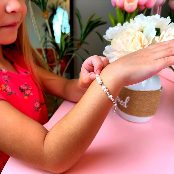 Freshwater Cultured Pearl Bracelet, Baby Bracelets for infant girls Sterling Silver Jewelry keepsake for boys or girls, 1st Birthday Girl, 1 Year Old Girl Gifts